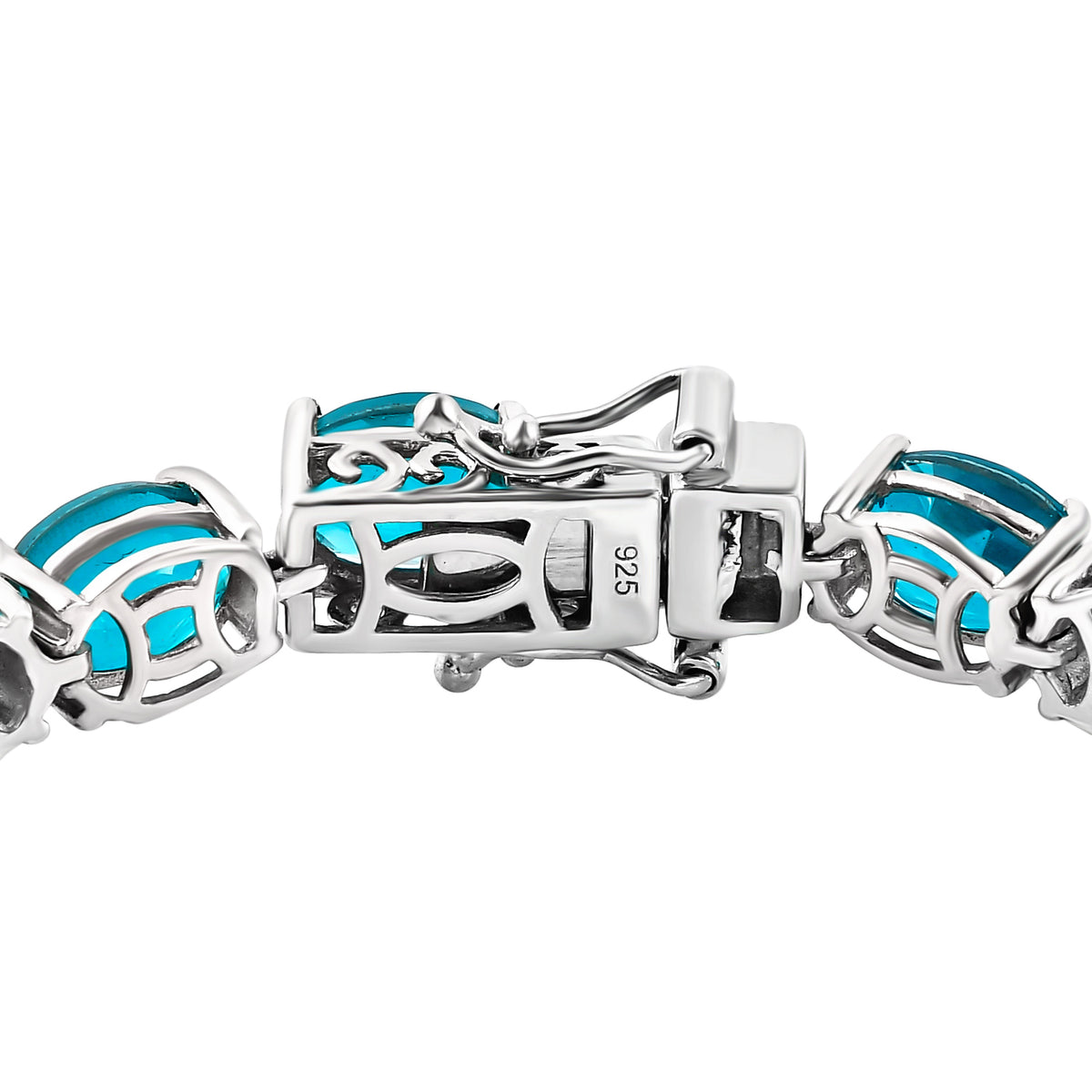 Capri-Blau Triplett Quarz-Armband, ca. 19 cm, 925 Silber platiniert ca. 29.04 ct