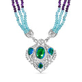 Bird-of-Juno Pfau Triplett Quarz und mehrfarbige Edelstein-Halskette- 92,12ct.