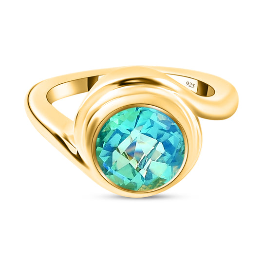 Pfau Triplette Quarz-Ring, 925 Silber vergoldet ca. 2.95 ct