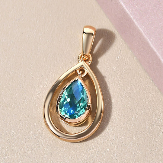 Pfau Triplett Quarz-Anhänger, 925 Silber vergoldet ca. 1,47 ct