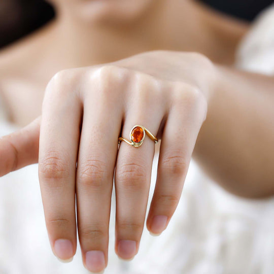 Salamanca Feueropal-Ring, 925 Silber Vergoldet ca. 0.83 ct