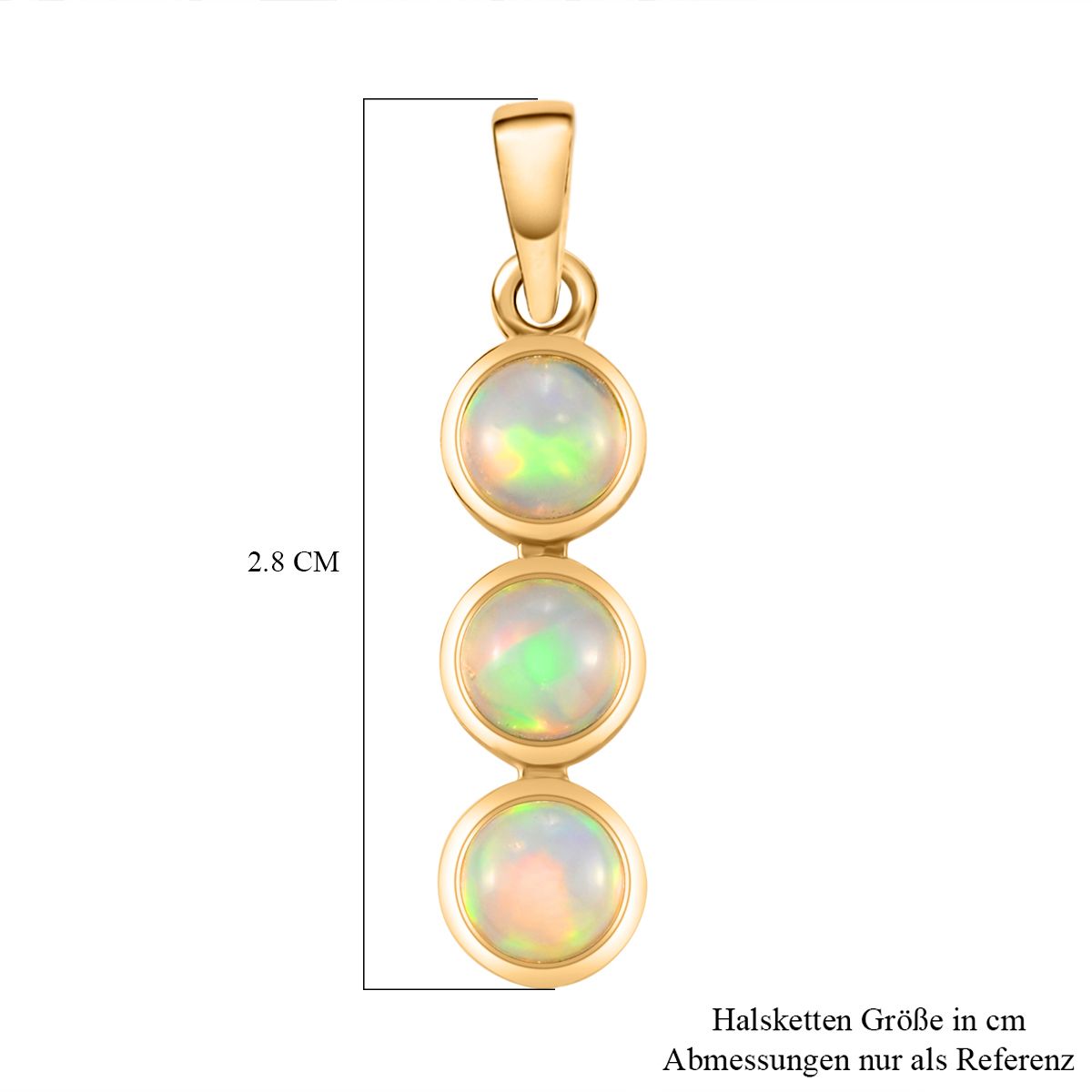 Natürlicher, äthiopischer Opal-Anhänger, 925 Silber vergoldet ca. 0,98 ct