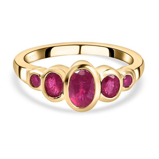 Afrikanischer Rubin (Fissure gefüllt)-Ring, 925 Silber vergoldet ca. 1,48 ct