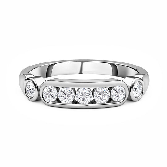 88 Facetten Moissanit Ring 925 Silber Platiniert V cm ca. (Größe 20.75) 0.50 ct