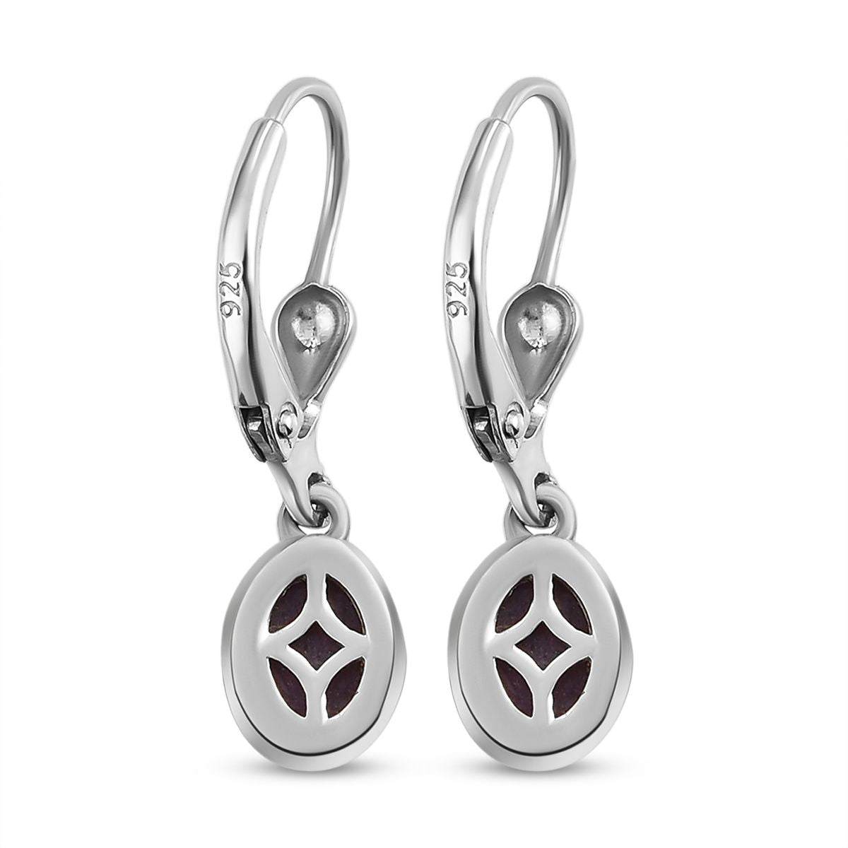 Sternrubin-Ohrringe, 925 Silber platiniert ca. 2.55 ct