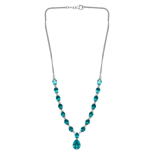 Capri-Blau Triplette Quarz-Collier, ca. 45 cm, 925 Silber platiniert ca. 38.95 ct
