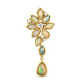 Natürlicher, äthiopischer Opal und Zirkon floraler Anhänger in Silber