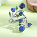 Lapislazuli und blauer Kristall-Ring, reines Messing (Größe 16.50)