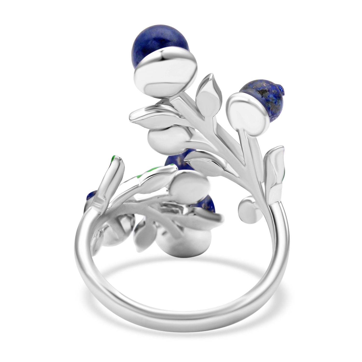 Lapislazuli und blauer Kristall-Ring, reines Messing (Größe 16.50)