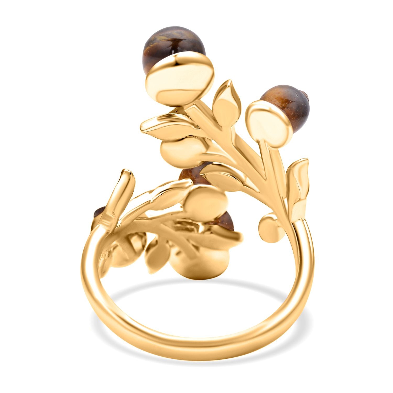 Gelbes Tigerauge und mehrfarbiger Kristall-Ring, (Größe 16.50)