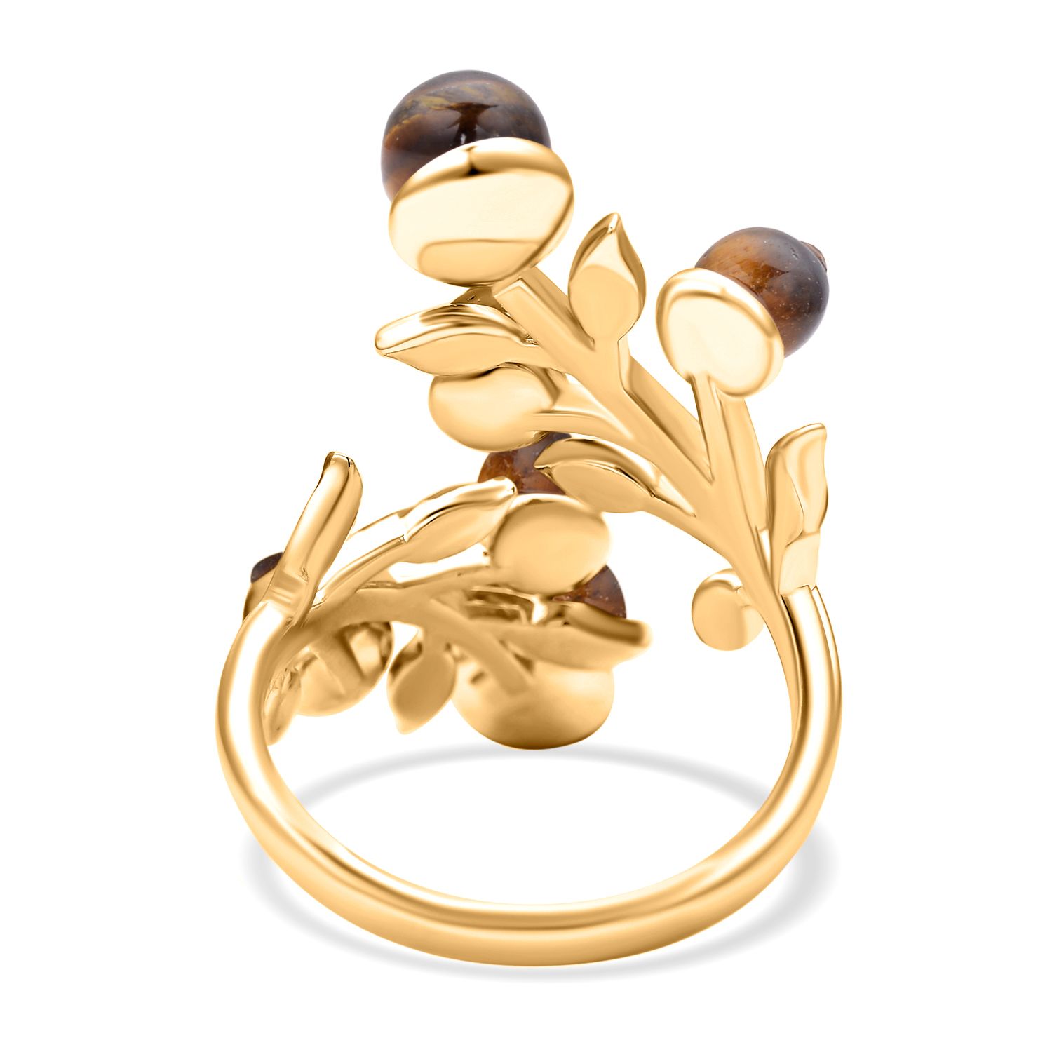 Gelbes Tigerauge und mehrfarbiger Kristall-Ring, (Größe 16.50)
