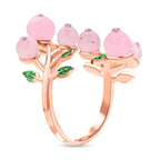 Rosenquarz und rosa Kristall-Ring, reines Messing (Größe 16.50)