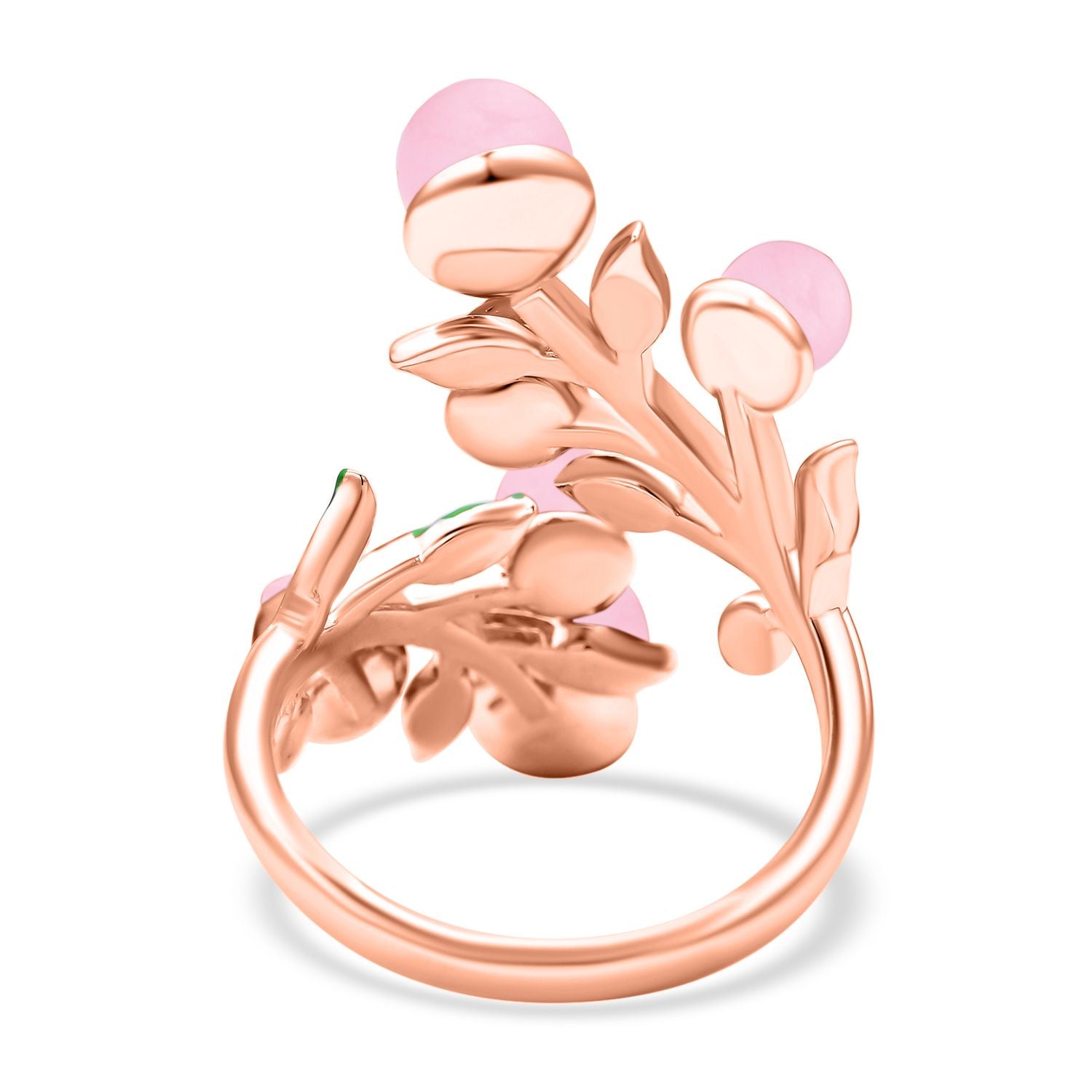 Rosenquarz und rosa Kristall-Ring, reines Messing (Größe 16.50)