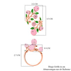 Rosenquarz und rosa Kristall-Ring, reines Messing (Größe 16.50)