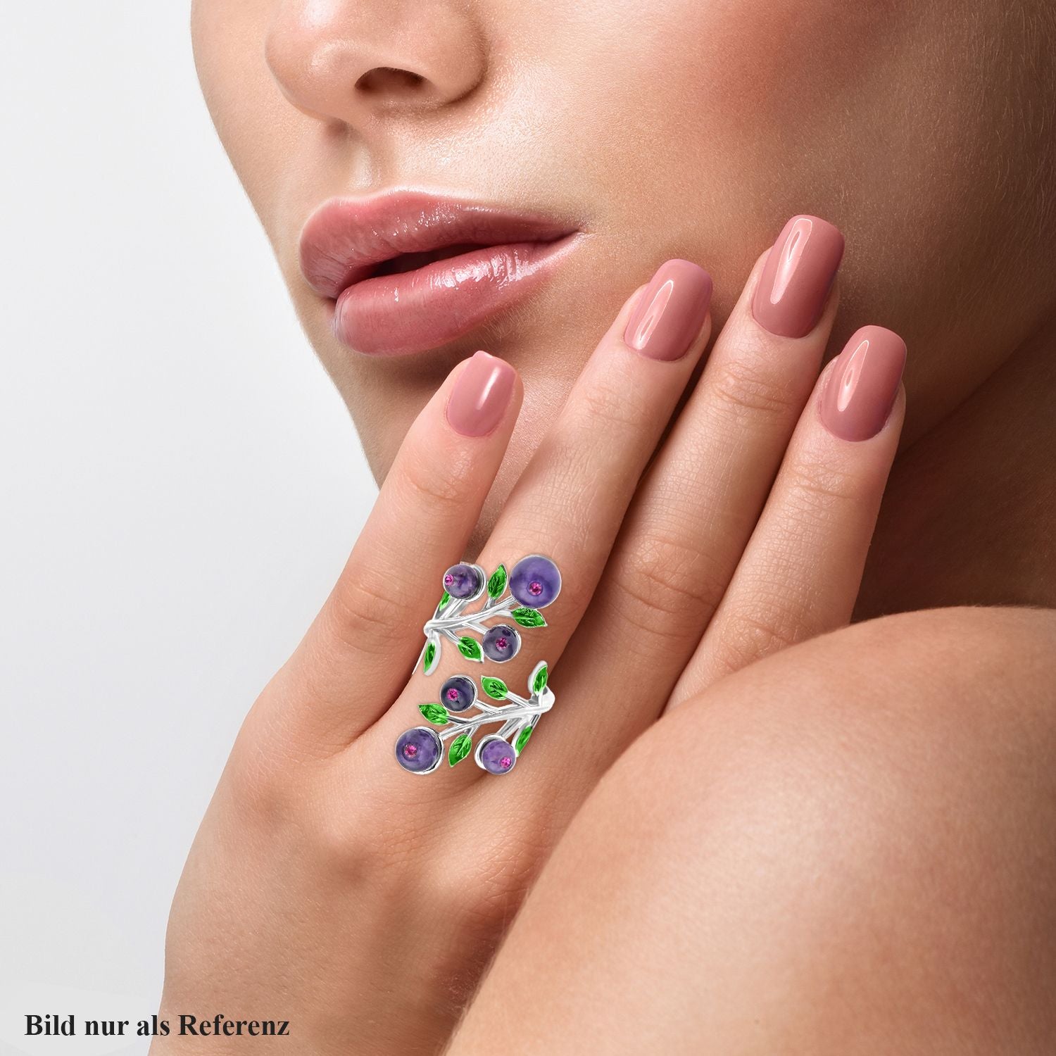Afrikanischer Amethyst und lila Kristall Ring, Messing (Größe 16.50)