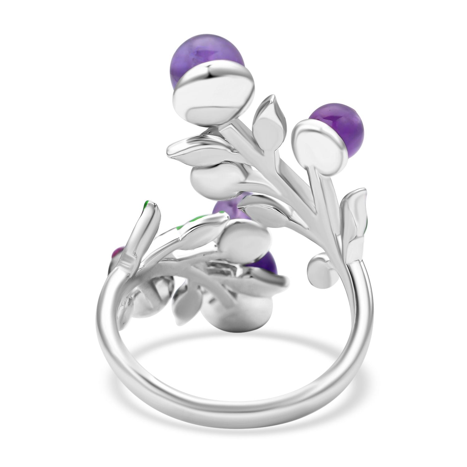 Afrikanischer Amethyst und lila Kristall Ring, Messing (Größe 16.50)