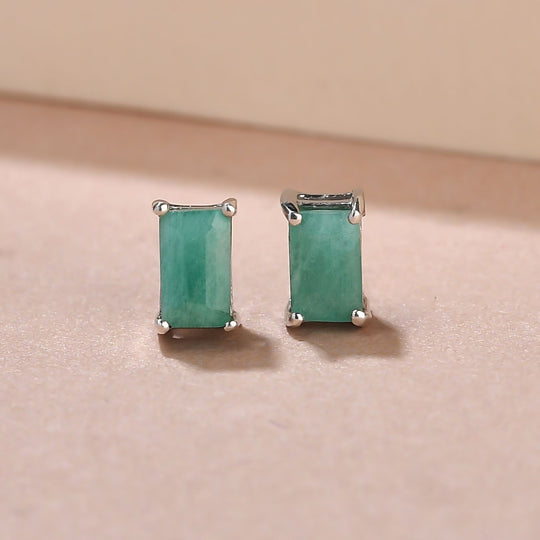 Socoto Smaragd-Ohrringe, 925 Silber platiniert ca. 0,55 ct