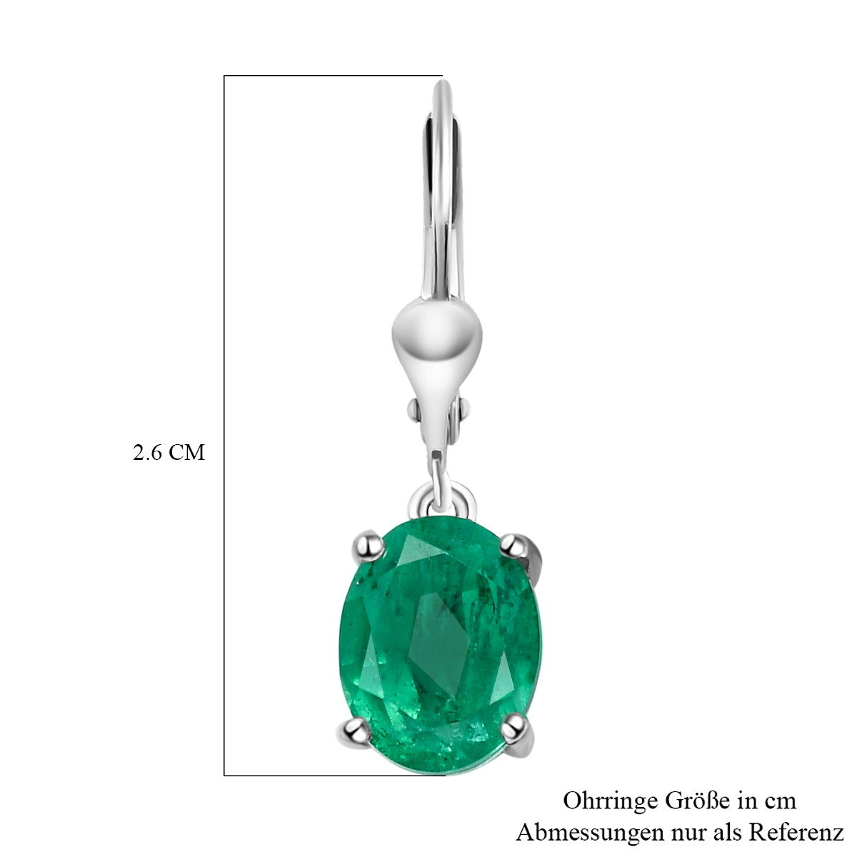 Smaragd-Triplett-Quarz Ohrringe, oval, 925 Silber platiniert ca. 5,06 ct