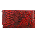 Geldbörse aus Leder mit RFID Schutz und Python Prägung, 18,4 x 10,2 cm, Rot