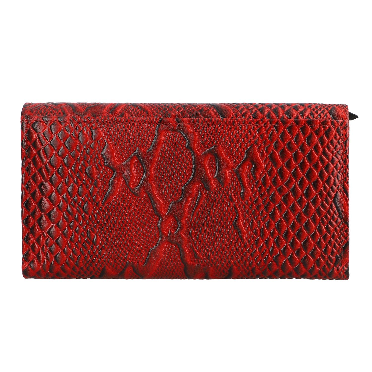 Geldbörse aus Leder mit RFID Schutz und Python Prägung, 18,4 x 10,2 cm, Rot