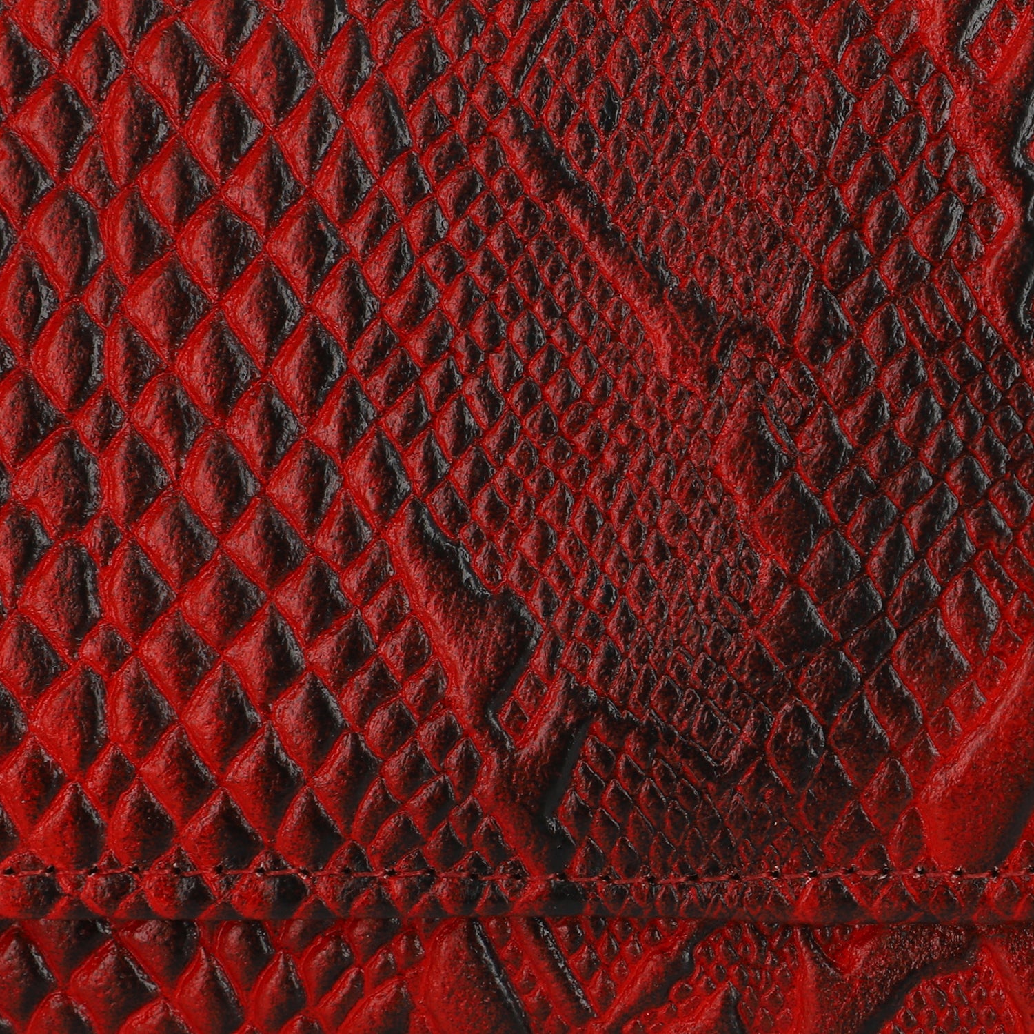 Geldbörse aus Leder mit RFID Schutz und Python Prägung, 18,4 x 10,2 cm, Rot
