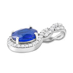 AAA Tansanischer Blauer Spinell (Diffundierter) und weißer Zirkon Anhänger, 925 Silber platiniert ca. 1.74 ct