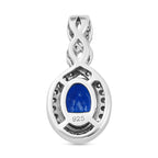 AAA Tansanischer Blauer Spinell (Diffundierter) und weißer Zirkon Anhänger, 925 Silber platiniert ca. 1.74 ct
