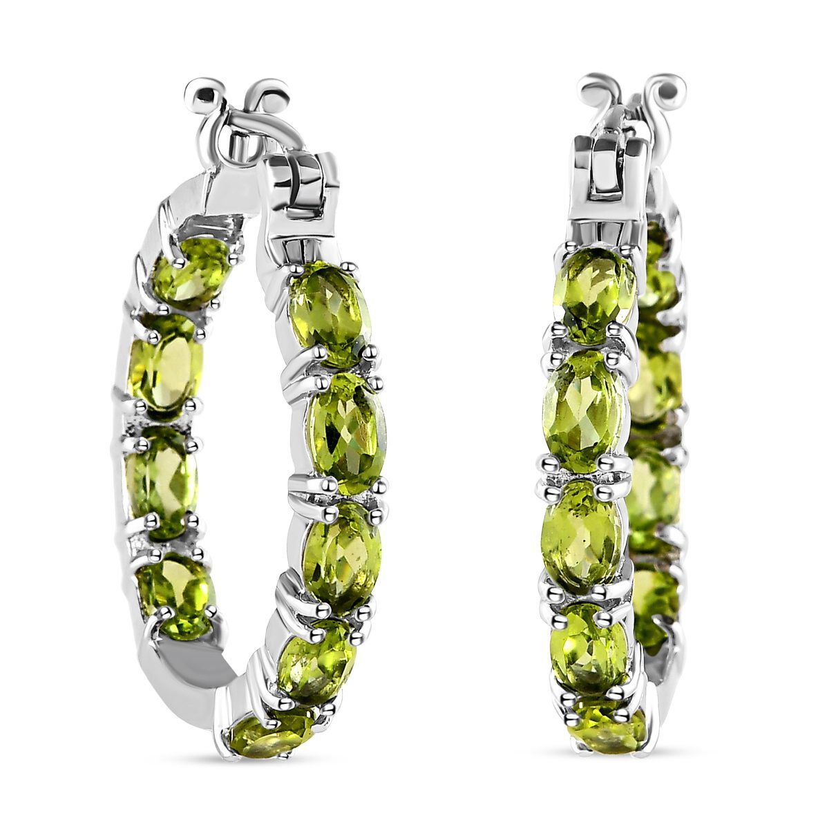 Natürliche Peridot-Creolen, Edelstahl, ca. 8.55 ct