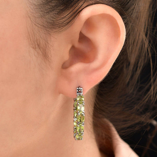 Natürliche Peridot-Creolen, Edelstahl, ca. 8.55 ct
