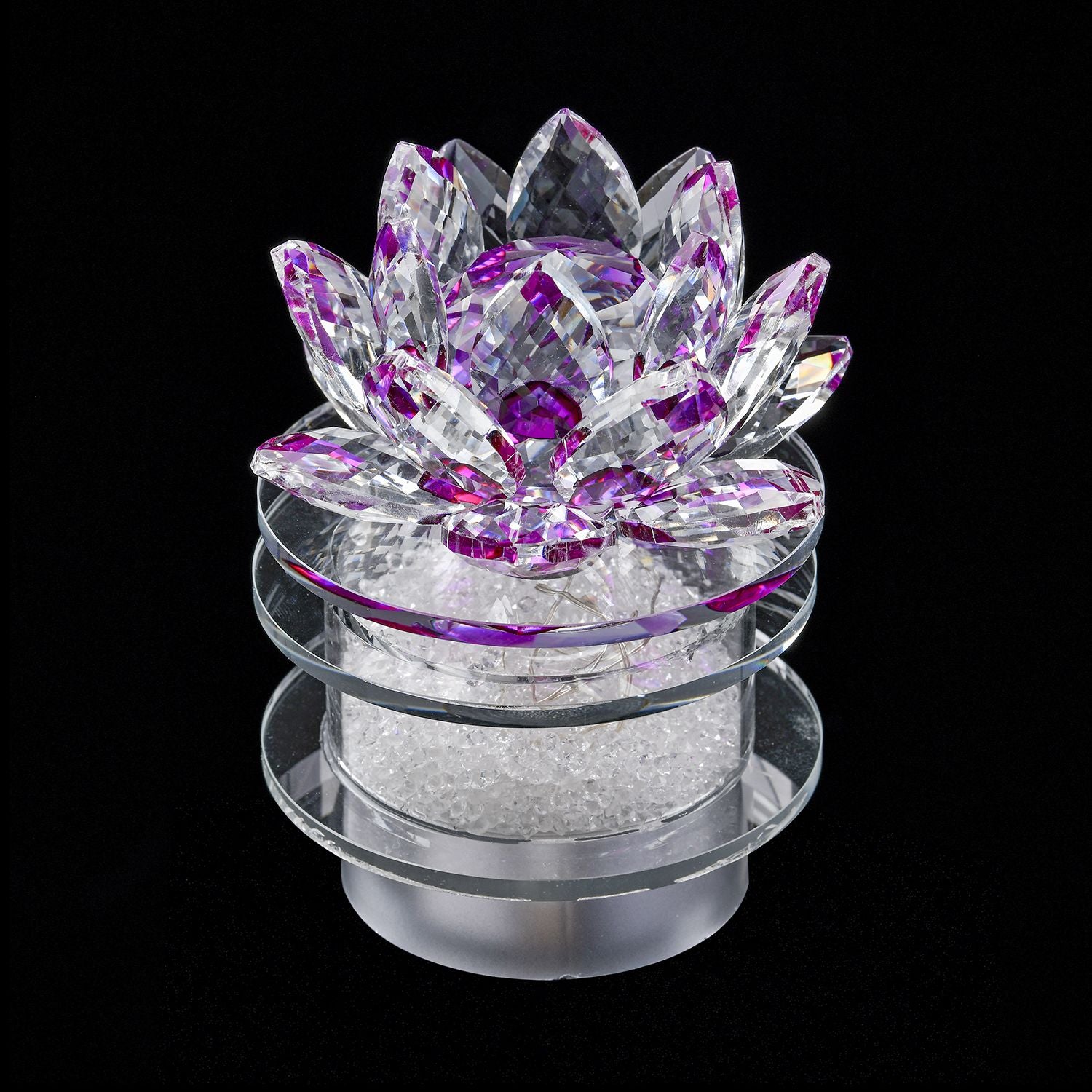 The 5th Season - Kristall Lotusblüte LED-Licht mit drehbarem Sockel, 9,5x10,5 cm, rosa