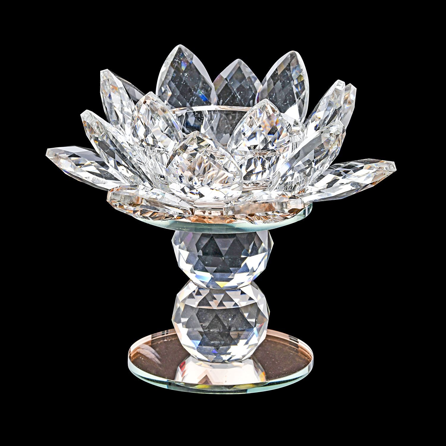 The 5th Season - Lotus-Design-Kristall-Kerzenhalter, Champagner, 7.5x13cm