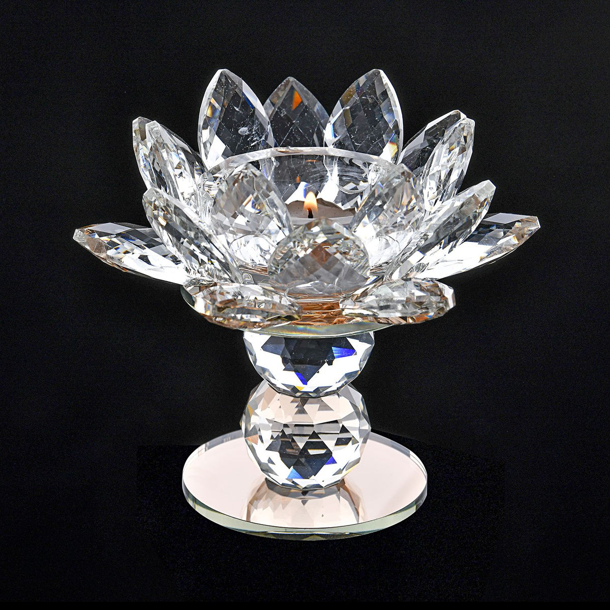 The 5th Season - Lotus-Design-Kristall-Kerzenhalter, Champagner, 7.5x13cm