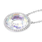 Glas und weiße Zirkonia Halskette, ca. 50 cm, 316L Edelstahl ca. 0.15 ct