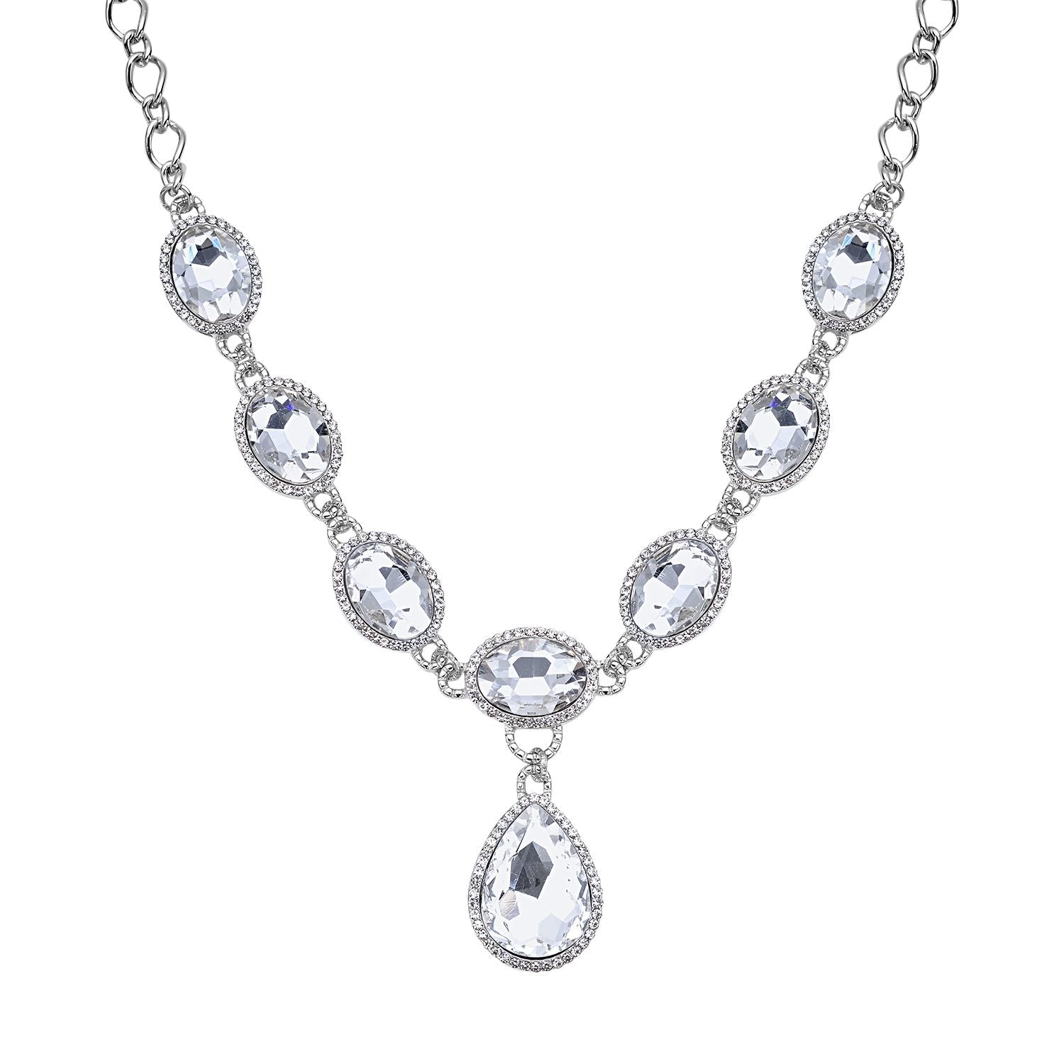 Weisse Glaskristall Halskette, ca. 50 cm 151.80 ct