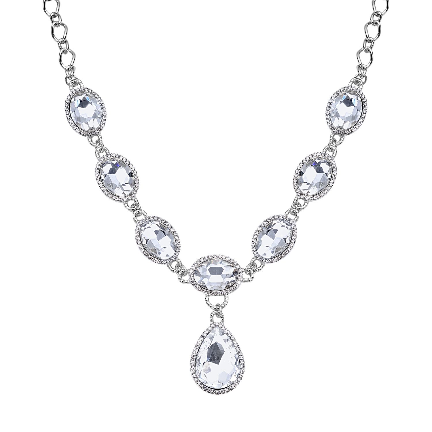 Weisse Glaskristall Halskette, ca. 50 cm 151.80 ct