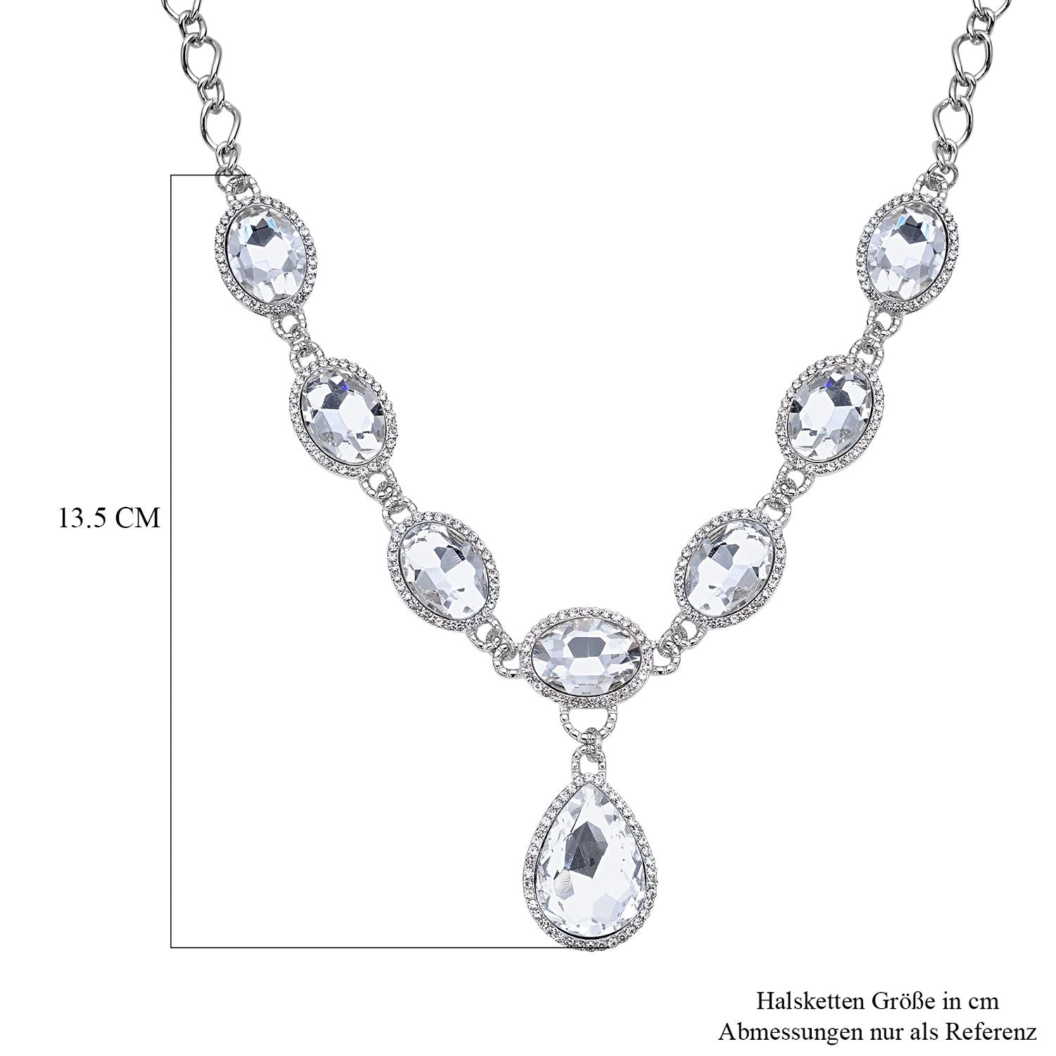 Weisse Glaskristall Halskette, ca. 50 cm 151.80 ct