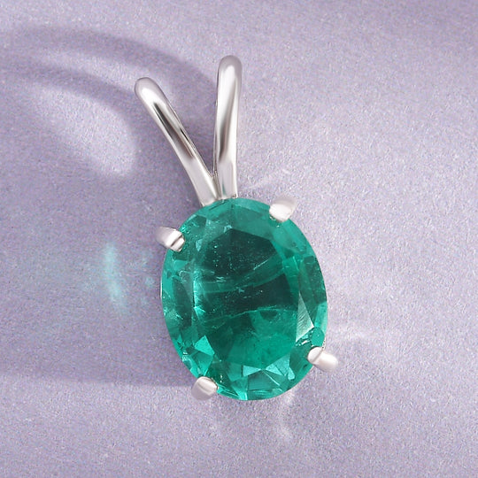 Smaragd-Triplett-Quarz Anhänger, 925 Silber platiniert ca. 3,05 ct