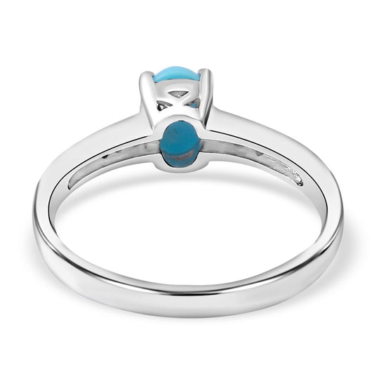 Amerikanischer, natürlicher Sleeping Beauty Türkis und weißer Zirkon-Ring, 925 Silber platiniert ca. 0.76 ct