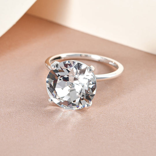 Weißer Kristall Ring, 925 Silber