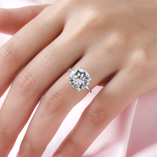 Weißer Kristall Ring, 925 Silber