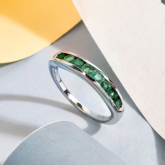 Kagem sambischer Smaragd-Ring, 925 Silber platiniert ca. 0,51 ct