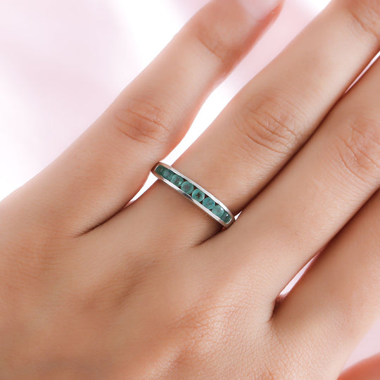 Kagem sambischer Smaragd-Ring, 925 Silber platiniert ca. 0,51 ct