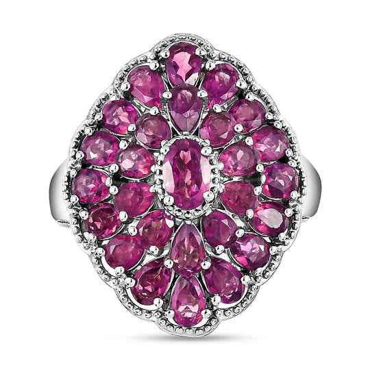 Rhodolith Granat-Ring 925 Silber platiniert ca. 5,62 ct