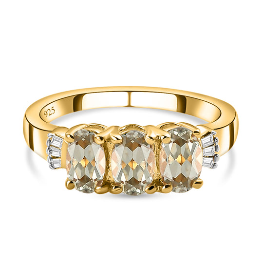 AAA Turkizit und weißer Diamant-Ring, 925 Silber Gelbgold Vermeil (Größe 21.00) ca. 1.59 ct