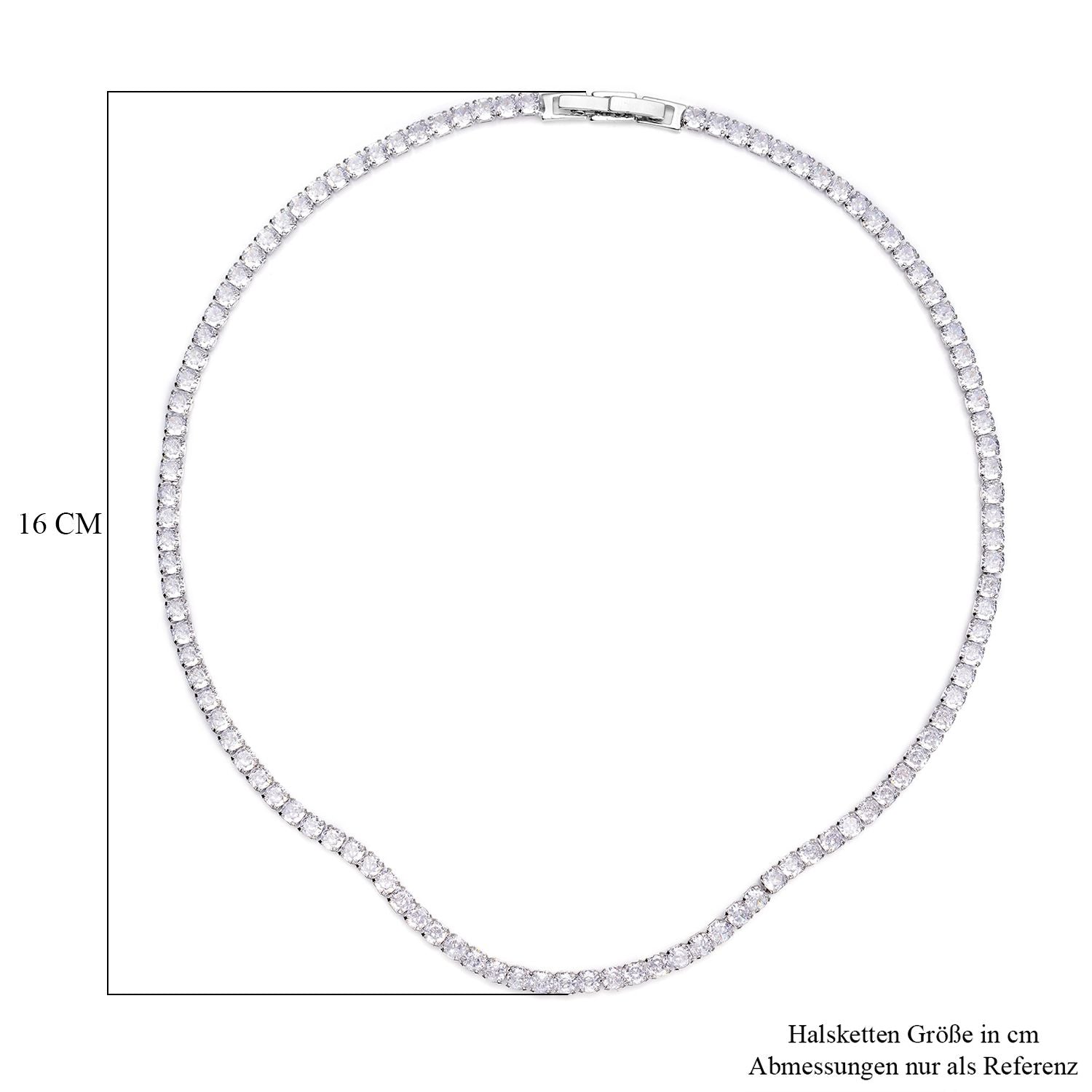 Weiße Zirkonia-Halskette, ca. 45 cm, reines Messing ca. 50,00 ct