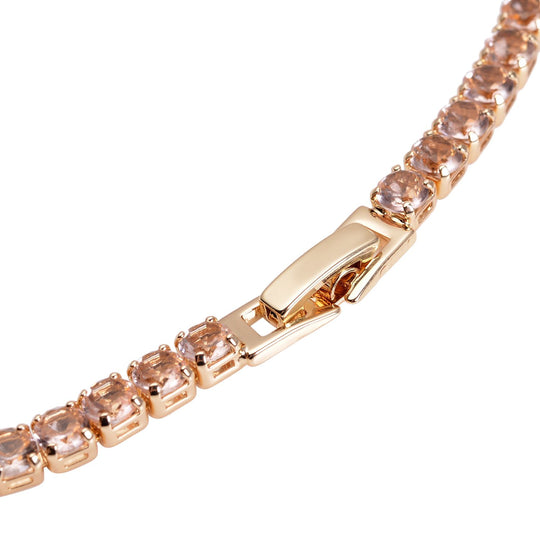 Champagner Zirkonia-Halskette, ca. 45 cm, reines Messing ca. 50.00 ct