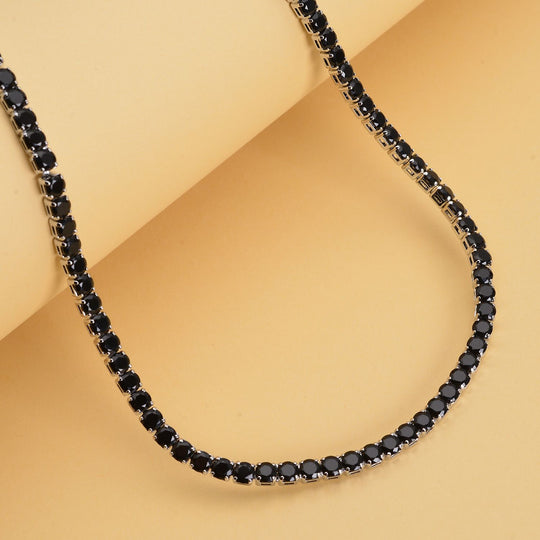 Schwarze Zirkonia-Halskette, ca. 45 cm, reines Messing ca. 50.00 ct