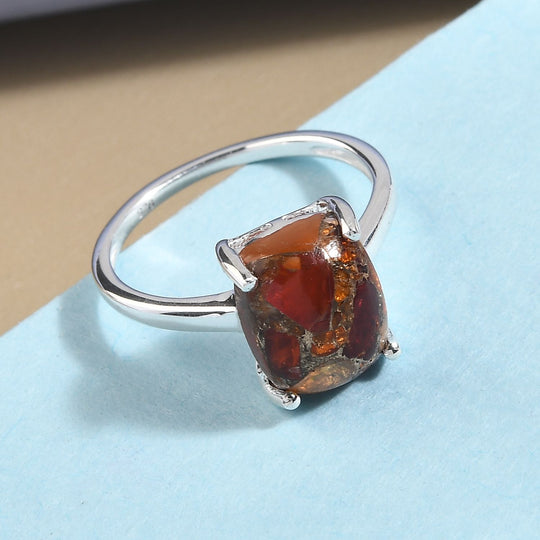 Feueropal Matrix-Ring, 925 Silber ca. 2,66 ct