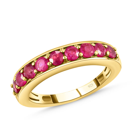 Afrikanischer Rubin (Fissure gefüllt)-Ring, 925 Silber vergoldet (Größe 19.00) ca. 1,16 ct
