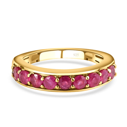 Afrikanischer Rubin (Fissure gefüllt)-Ring, 925 Silber vergoldet (Größe 19.00) ca. 1,16 ct